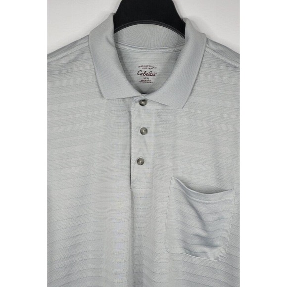 Cabelas Wick Advance Mens Polo Shirt Size M Gray Golf Athletic Short Sleeve - Picture 2 of 7